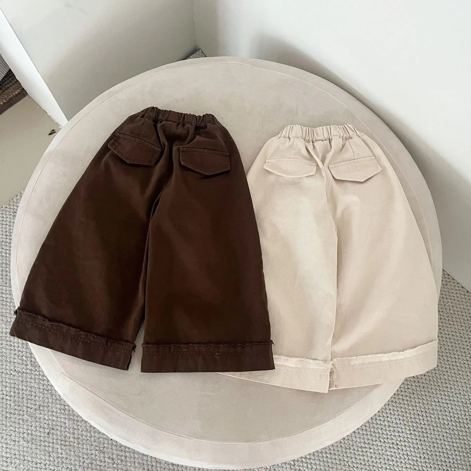 Spring Childrens Trousers Girls Wide-leg Pants Solid Color Loose Boys Casual Pants 1-10Year Kids Clothes 250206