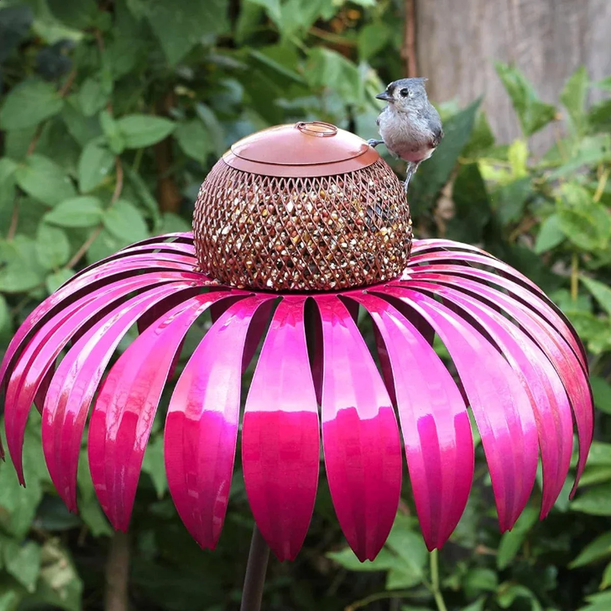 1pc Vertical Bird Feeder Anti Squirrel and Hummingbird Feeder Art Metal Flower Rack Outdoor Garden Yard Decoration 250121