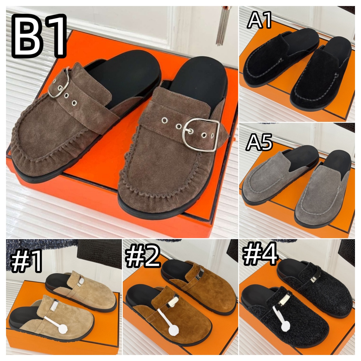 (Order by pic in opt, not by desc)New Fashion Shoes classic slippers genuine leather high quality