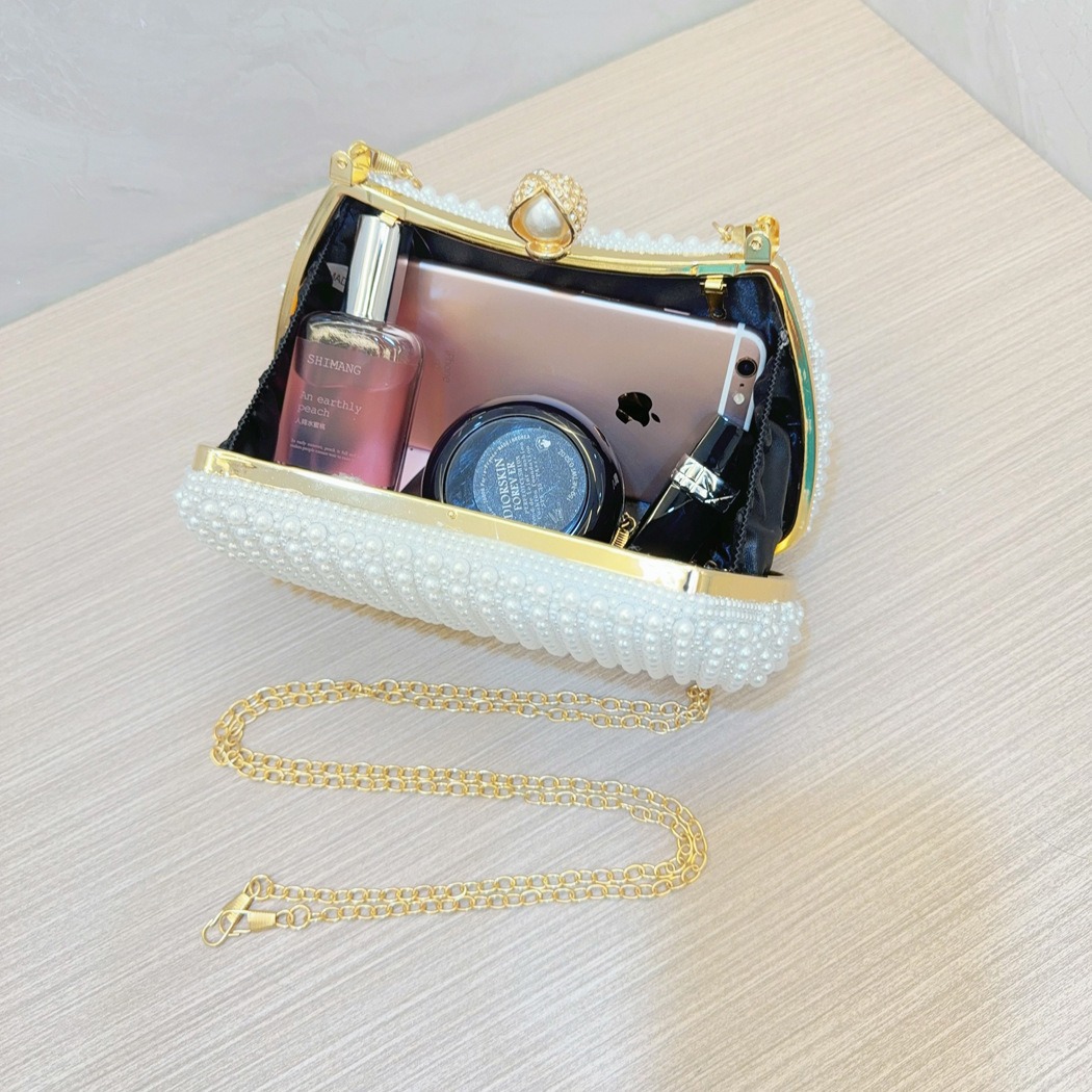 Chic Pearl-Adorned Evening Handbag Perfect Accessory for Birthday Banquets and Bridal Events