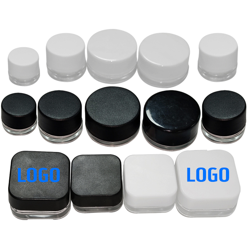 Custom Label Empty Glass Jars Transparent 5ml 7ml 9ml 20ml Jar Clear Edibles Food Black White Cans Containers