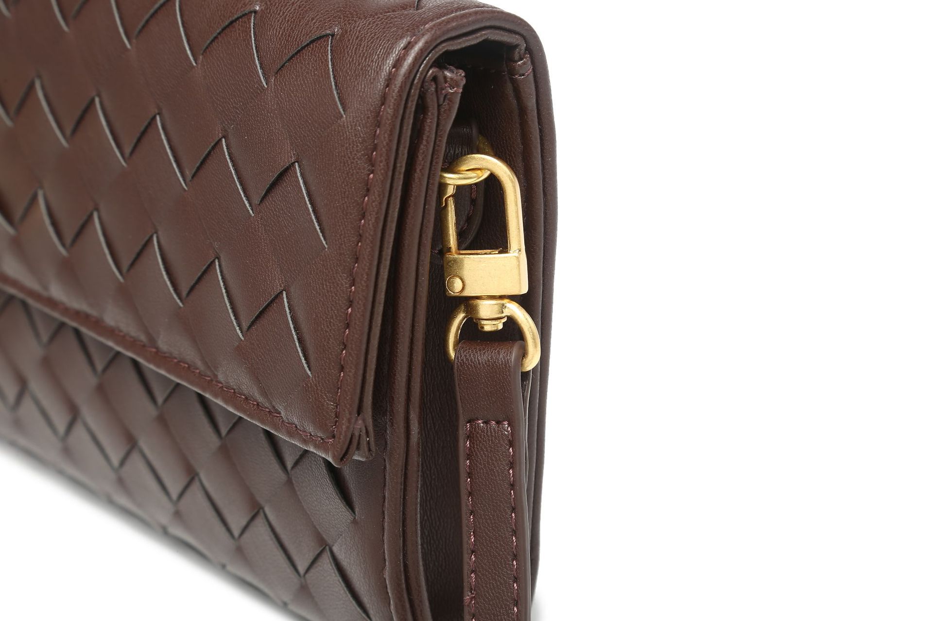 PU Evening Woven Clutch: Handcrafted, Metal Clasp Front Flap Lock ,Chic Grid with Golden Hardware - Elegant Small Square Shoulder & Crossbody Women Le