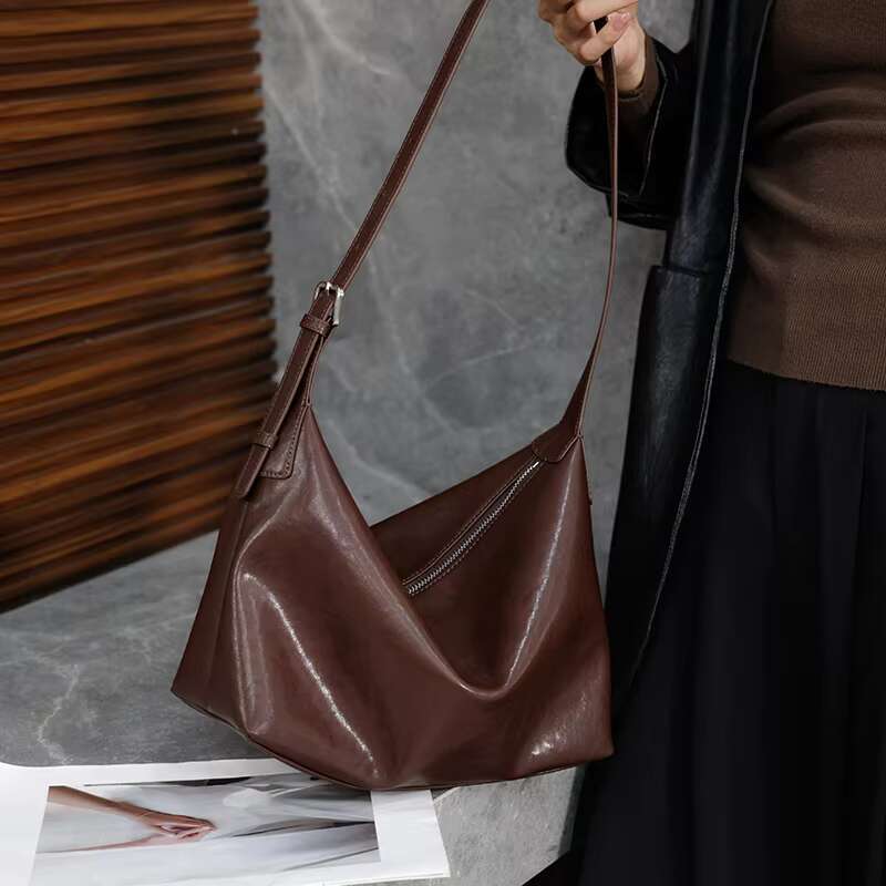 Women's Cowhide Genuine Leather Shoulder Bag Female Designer Retro Handbags Ladies Commuting Large Capacity Hobos Bags