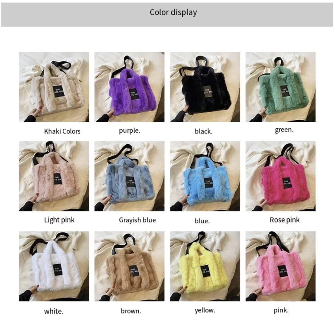 Jiaerdi Casual Fur Tote For Women Handbag Autumn Winter Plush Messenger Haruku Aesthetic Shopper Bag Female