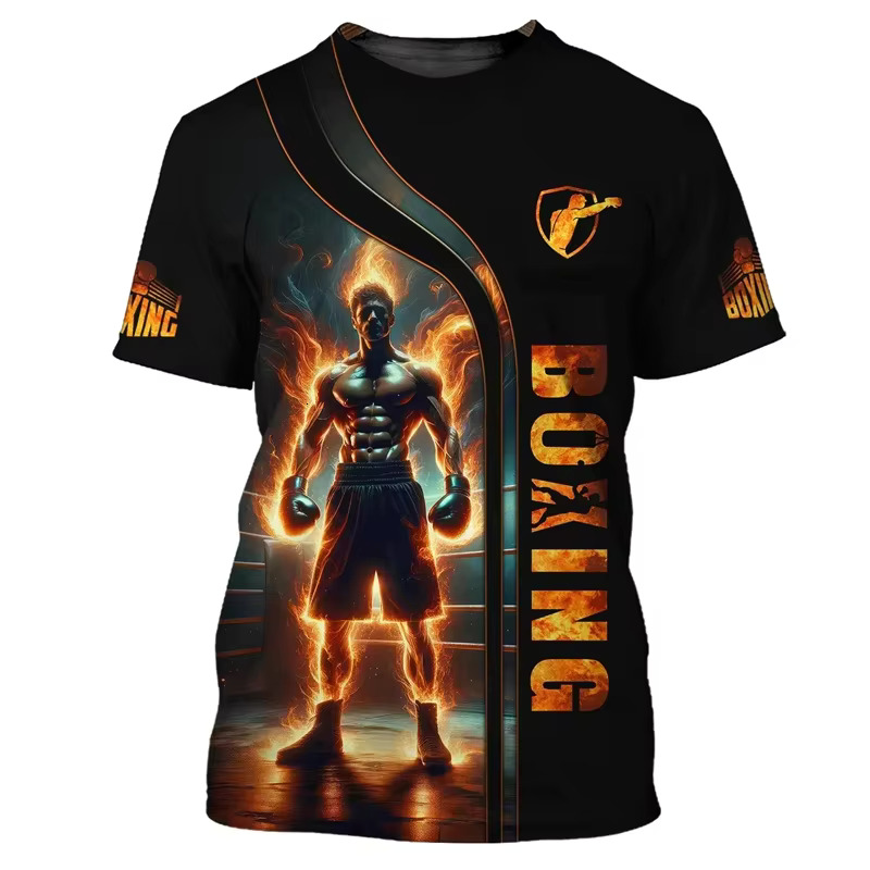 Trendy Boxing T shirt For Men Creative 3D Music Theme Printed t-shirts Men Women Short Sleeve Tops Street Personality Sports Tee