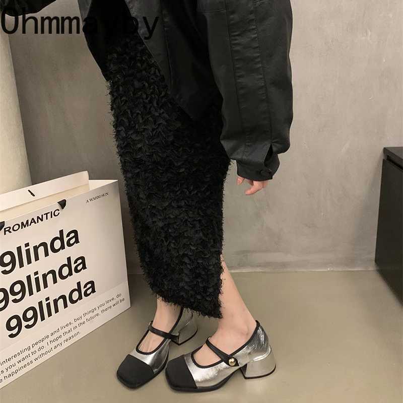 Designer Square Toe Women Mary Jane Shoes Fashion Shallow Mix Colors 2025 Spring Square Heels Party Dress ShoesC250117