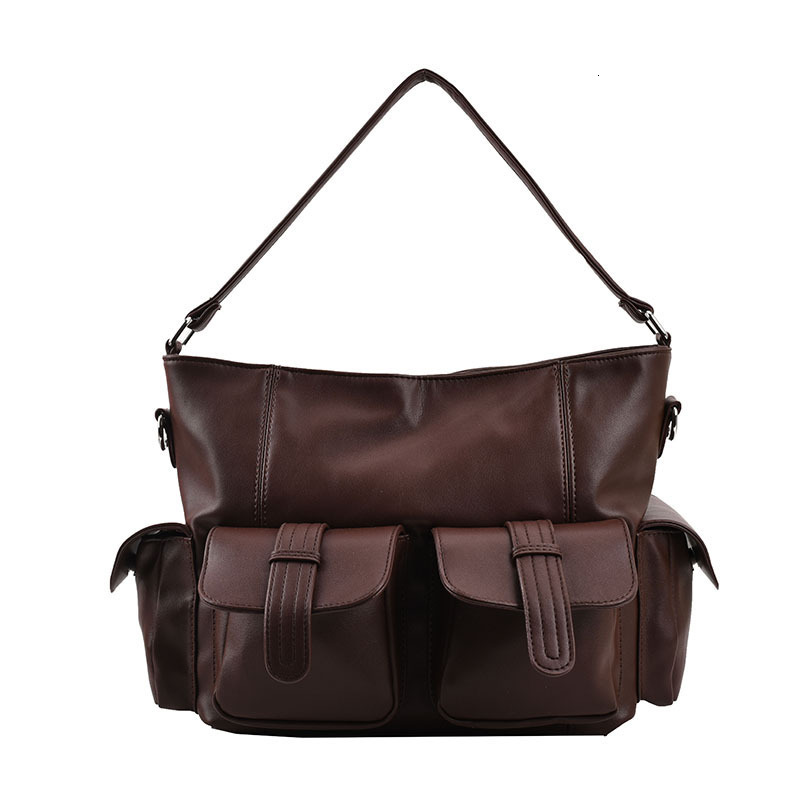 Bag Women's Shoulder 2025 Winter PU Texture Large Capacity Crossbody Double Pocket Armpit Bag