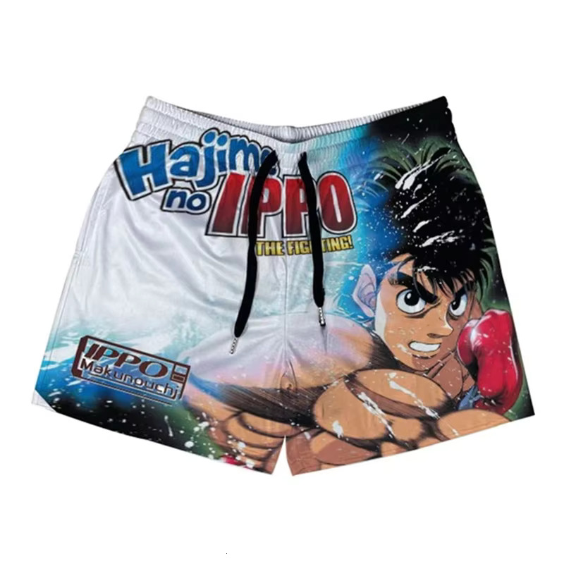Hajime no Ippo Anime Shorts Men Makunouchi Manga Print Gym Shorts Quick Dry Mesh Short Pants Cosplay Fitness Baggy Boxing Shorts
