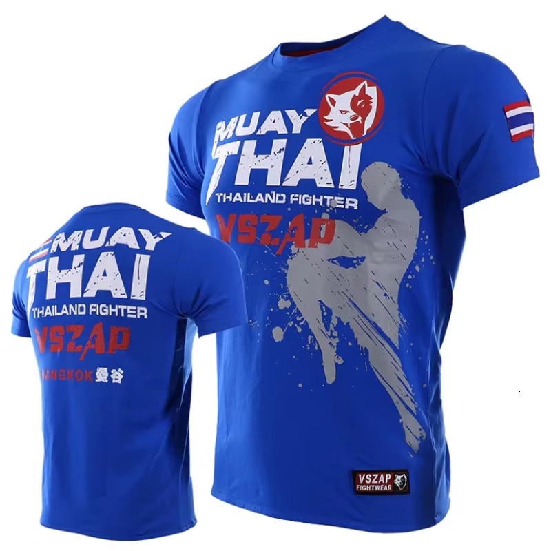Fashion Muay Thai Tee Running Fitness Sport T-shirt For Men Outdoor Boxing Wrestling Tracksuits Summer Mens Clothing Sweatshirt