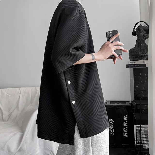 Summer Short Sleeve T-shirt Men Fashion Retro Oversized T shirt Men Streetwear Hip Hop Loose Round Neck Tshirt Mens Top M-3XL 250122