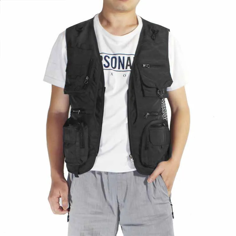 Multi pocket vest mens vest outdoor sports fishing journalist pography casual mens volunteer vest 250206