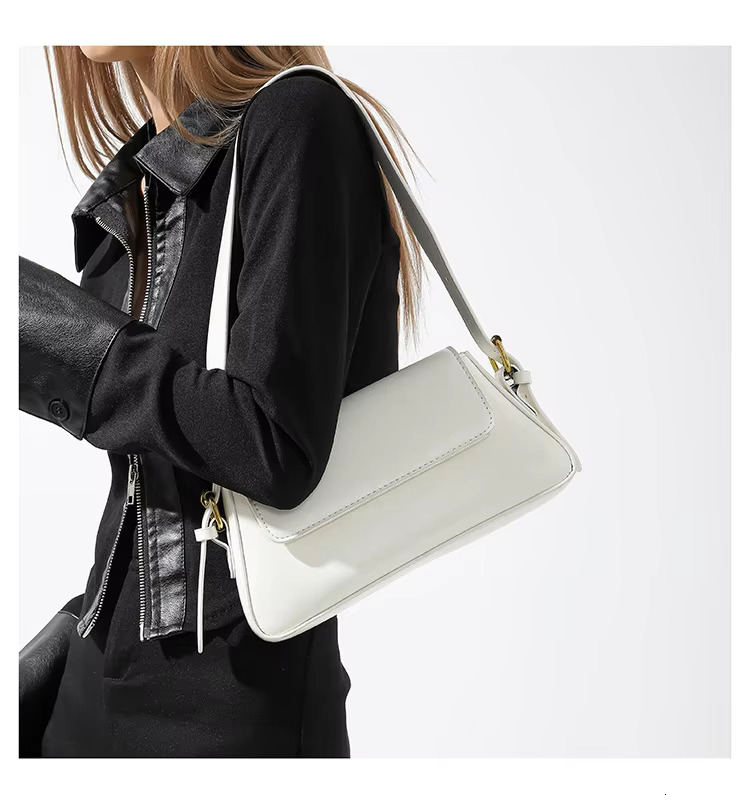 Retro Solid Color Shoulder Bags For Women Winter PU Leather Lady Underarm Bag Vintage Handbags And Purse PU Vintage