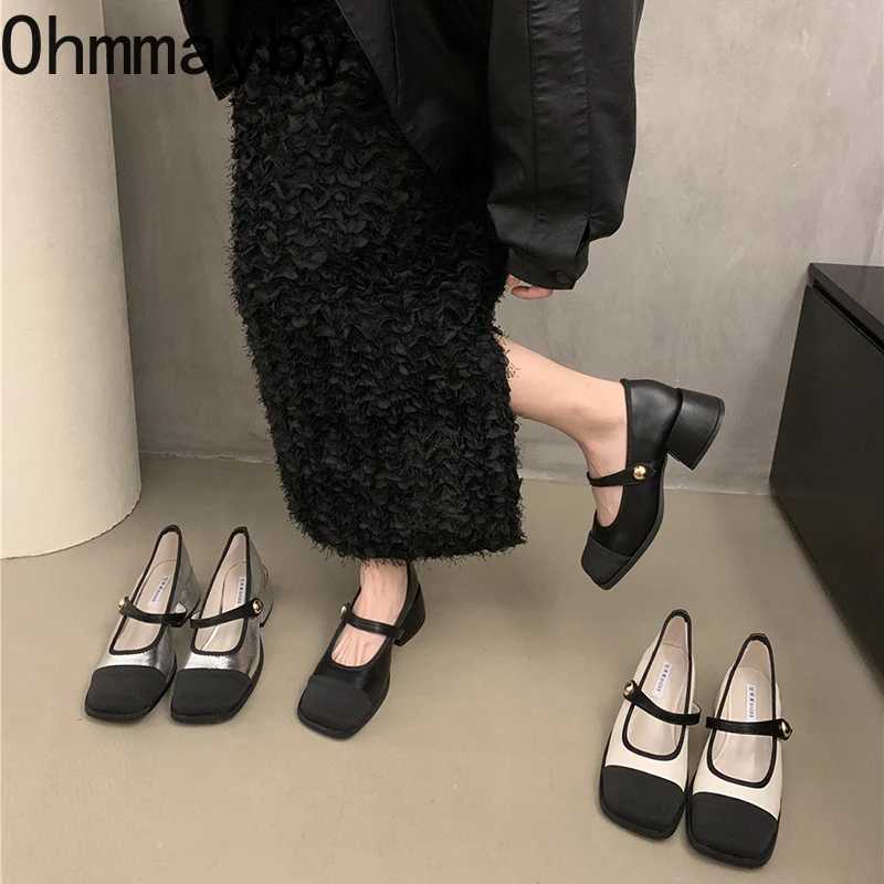Designer Square Toe Women Mary Jane Shoes Fashion Shallow Mix Colors 2025 Spring Square Heels Party Dress ShoesC250117