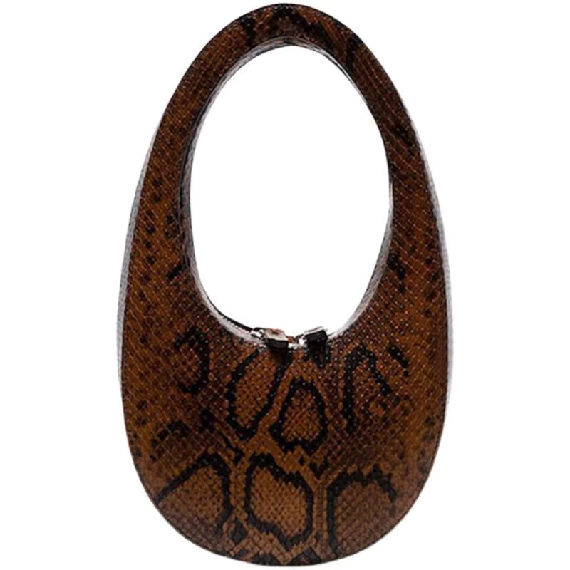 Sexy Crescent Oval Snake Pattern High Sense Brand Designer Handbag Personalized Fashion Women's Shoulder Bag