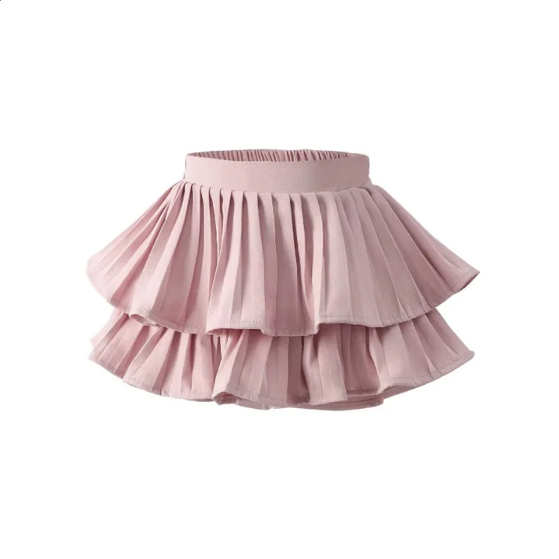Girls Skirt White Pleated Layered Skirt School Child Black Pink All-match Tutu Casual Infant Kids Mini Short Skirt 3 To 16 Years 250206