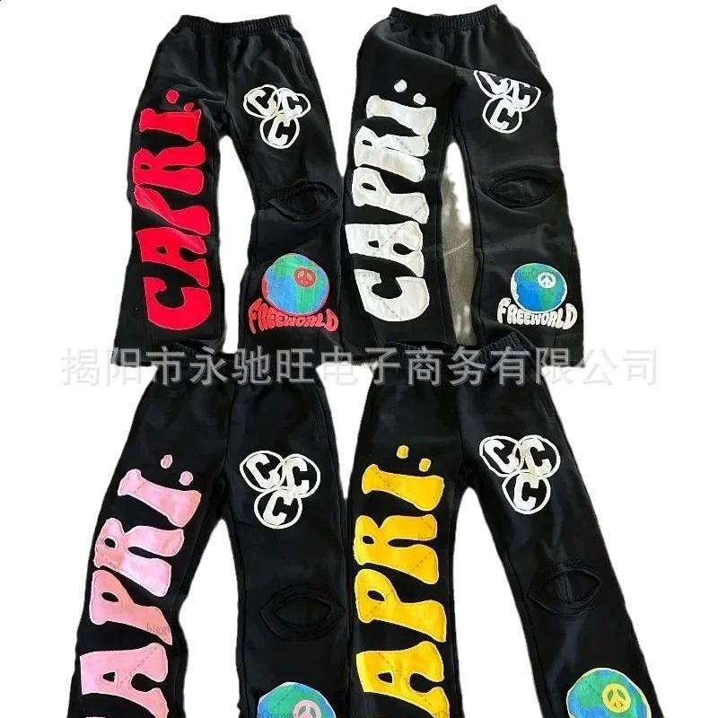 Y2K Black Pants Joggers Sweatpants Men Women Harajuku Gothic Double Waist Sweatpants Streetwear Graphics Embroidered Trousers 241214
