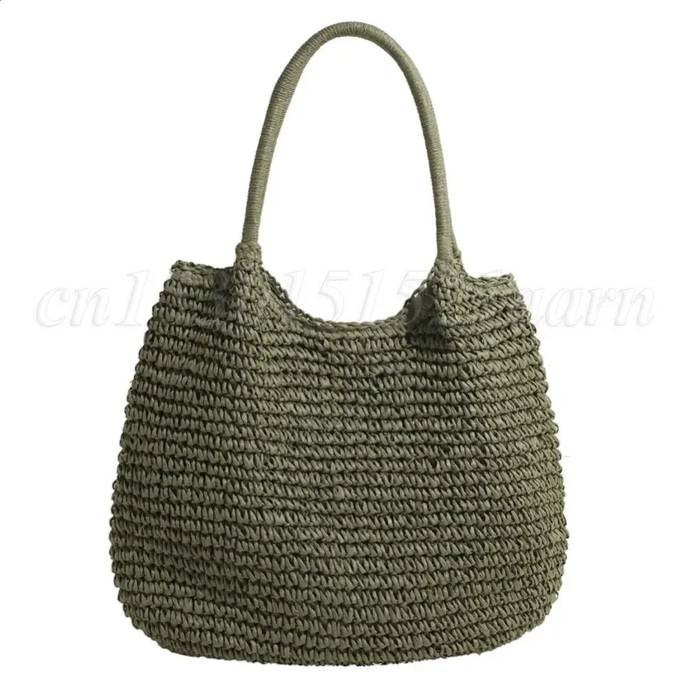 Large Capacity Weaving Underarm Bag Summer Straw Crochet Women Tote Handbag Hasp Closure Retro Beach Shoulder Bag Daily Bag 250206