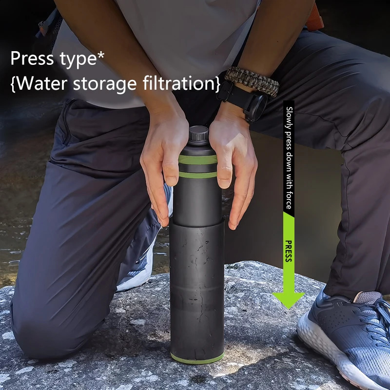 27 Oz Water Purifier Bottle Filter For Hiking Camping Survival Travel 250219