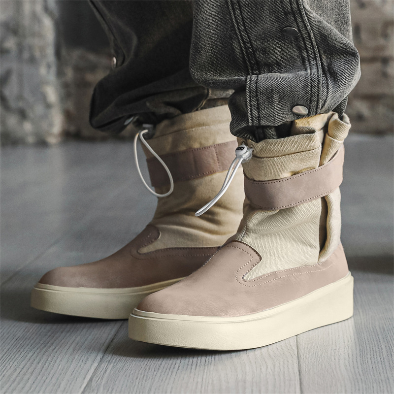 Men Casual Shoes Fashion Thick hot Sole High-top Simple Style NEW hot Triple Black Beige Free shipping