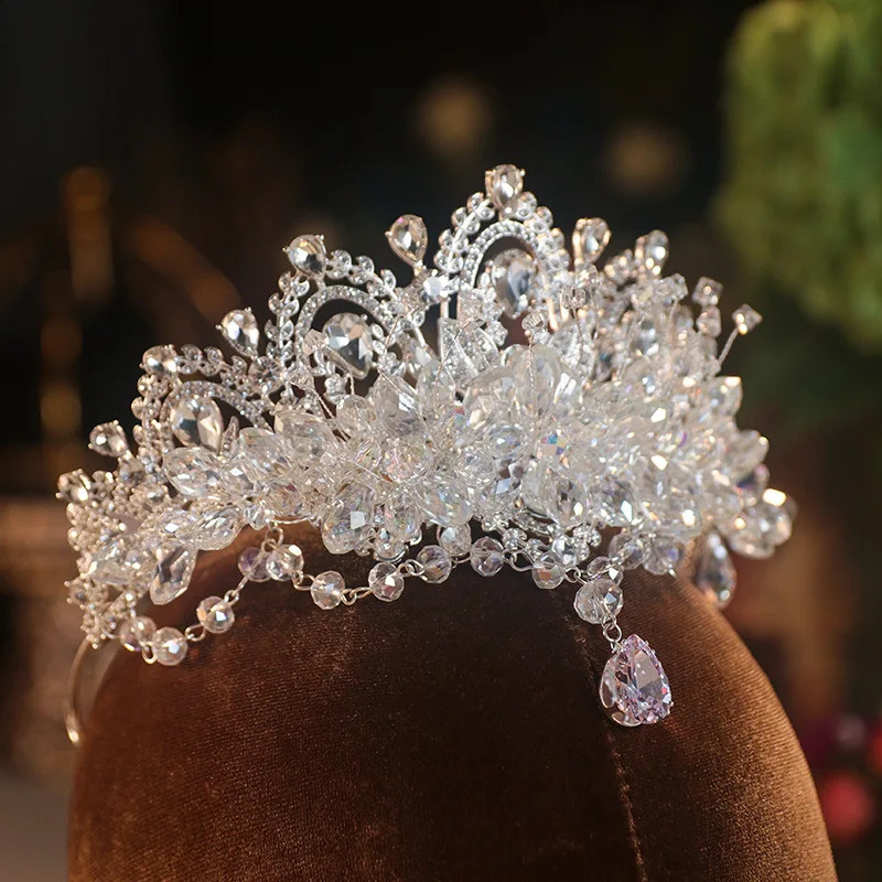 KMVEXO Baroque Crystal Bridal Tiaras Cubic Zircon Crown Rhinestone Pageant Diadem Headpieces Wedding Hair Accessories 250107