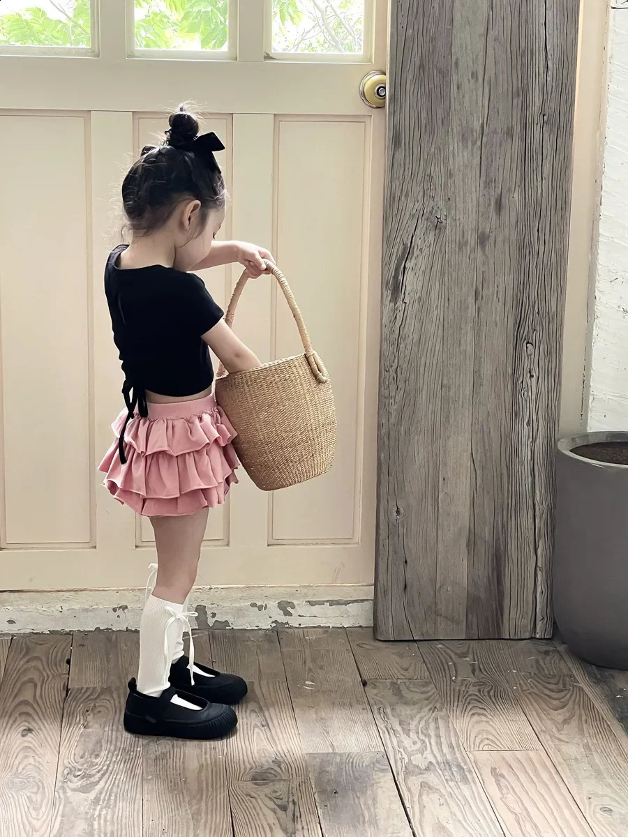 Girl Skirt Princess Girls Summer Korean Style Ballet Style Cake Short Children A-line Skirt Baby Girl Fashion Solid Half Skirt 250206