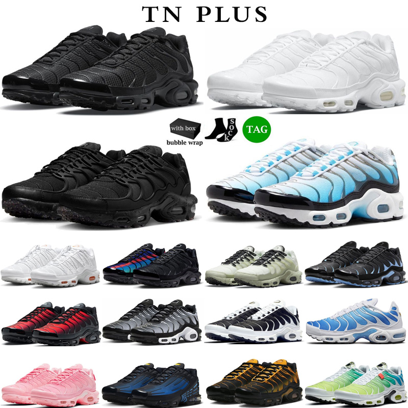2025 With Box TN Plus terrscape Running shoes for men and women Triple Black Sail Sea Glass University Blue Pink outdoor sneakers Size 36-46