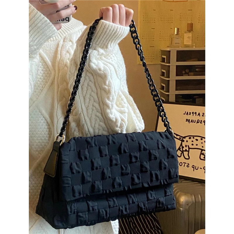 Bag Chain Messenger Canvas Armpit Crossbody Bag, Niche Texture Ins Korean Version 2024 New Women's Bag