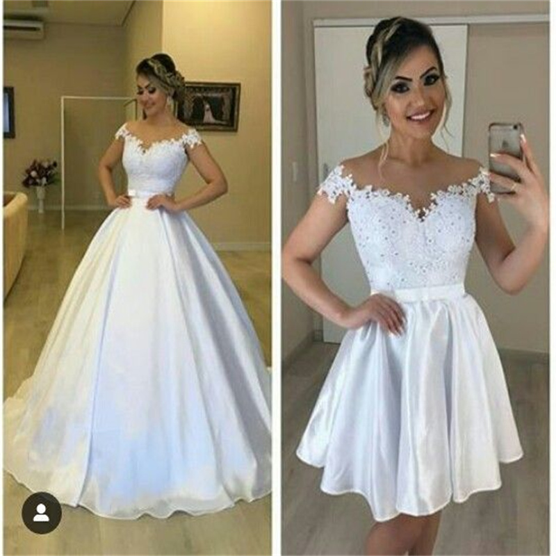Civil Boho Wedding Dress Convertible 2 In 1 Detachable Train Bohemain Short Bridal Dresses 2025 Lace Country Garden Bride Dress Romantic Vestidos De N