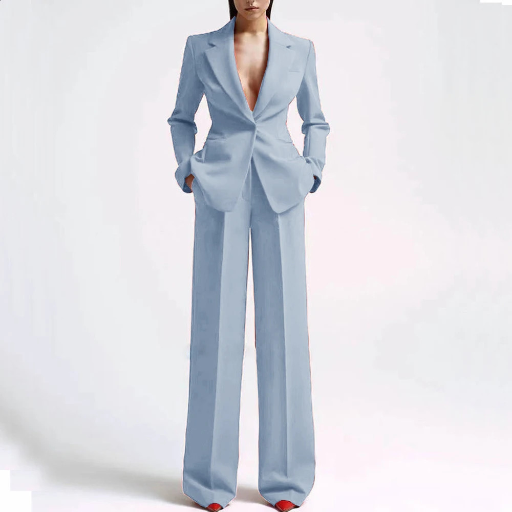 Formal Women Suits Office Slim Fit Ladies 2 Pcs BlazerPants Set Blazer Lady Business Work Wear Party Dress Trouser With Pocket 250206