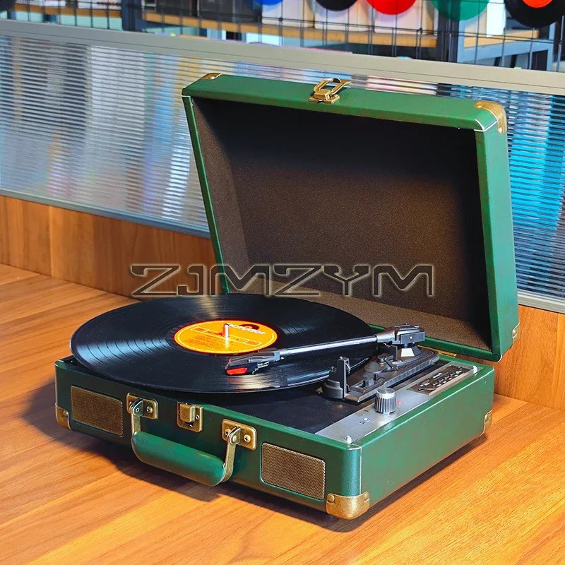 Retro portable handheld vinyl recording player turntable three speed adjustable Bluetooth 5.0 cube audio output tocadiscos 250113