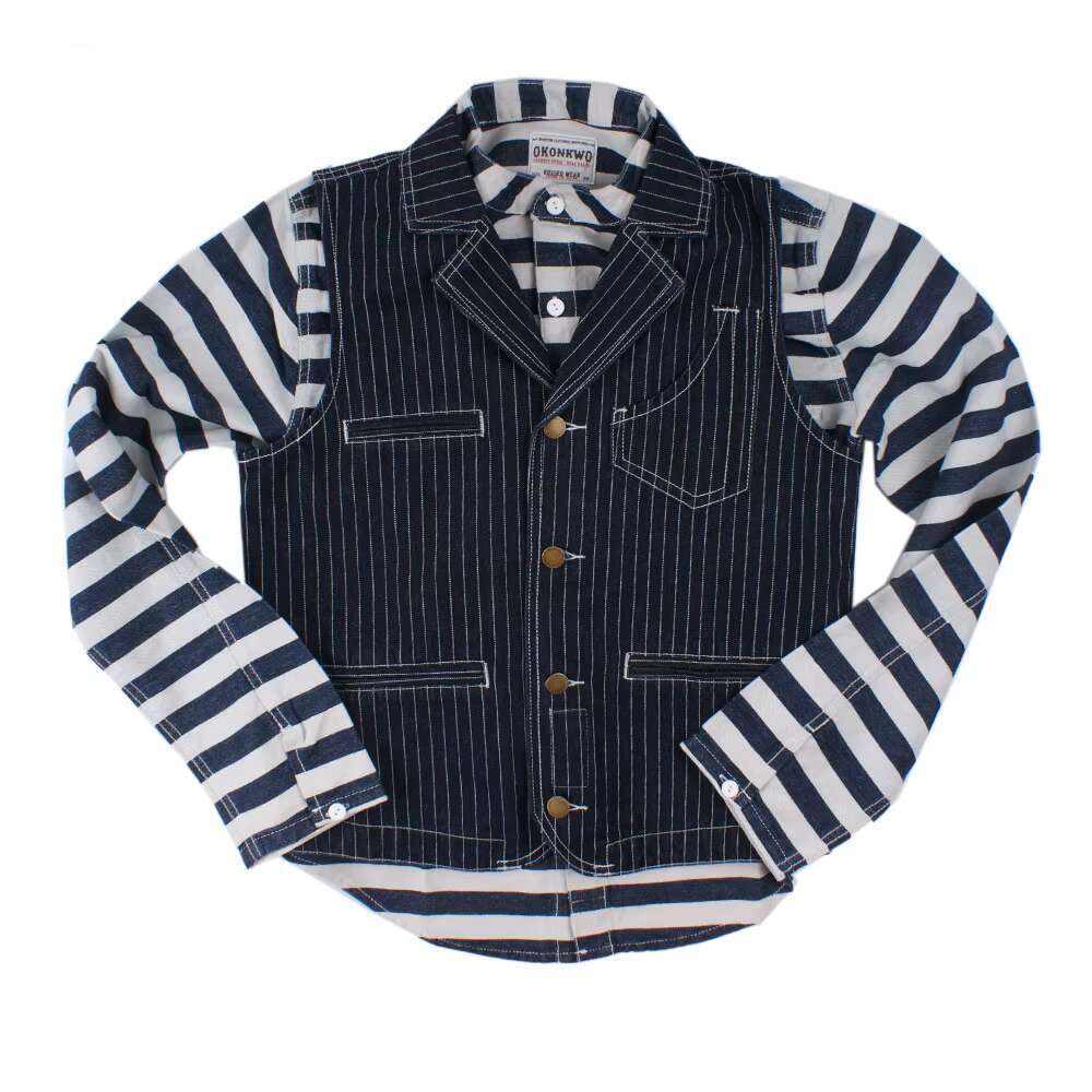 Men's Striped Denim Vest Suit Hunting Waistcoat Outdoor Trekking Hiking Sport Lapel Locomotive Multi Pocket Spring, Winter, New