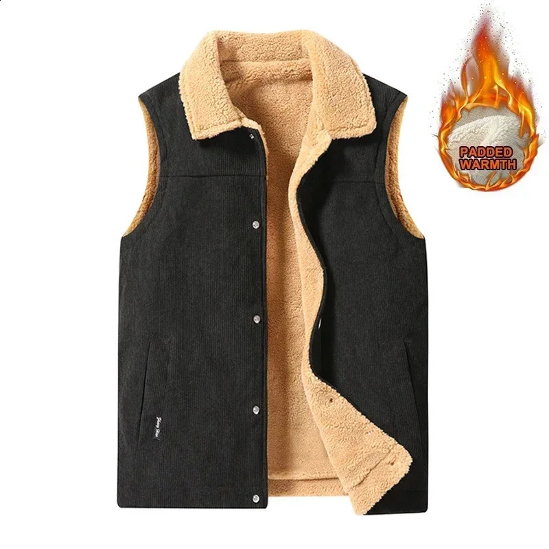 High Quality Lambswool Vests Men Warm Padded Casual Versatile Trend Jacket Shoulders Sleeveless Jacket Large Size 6XL 250206