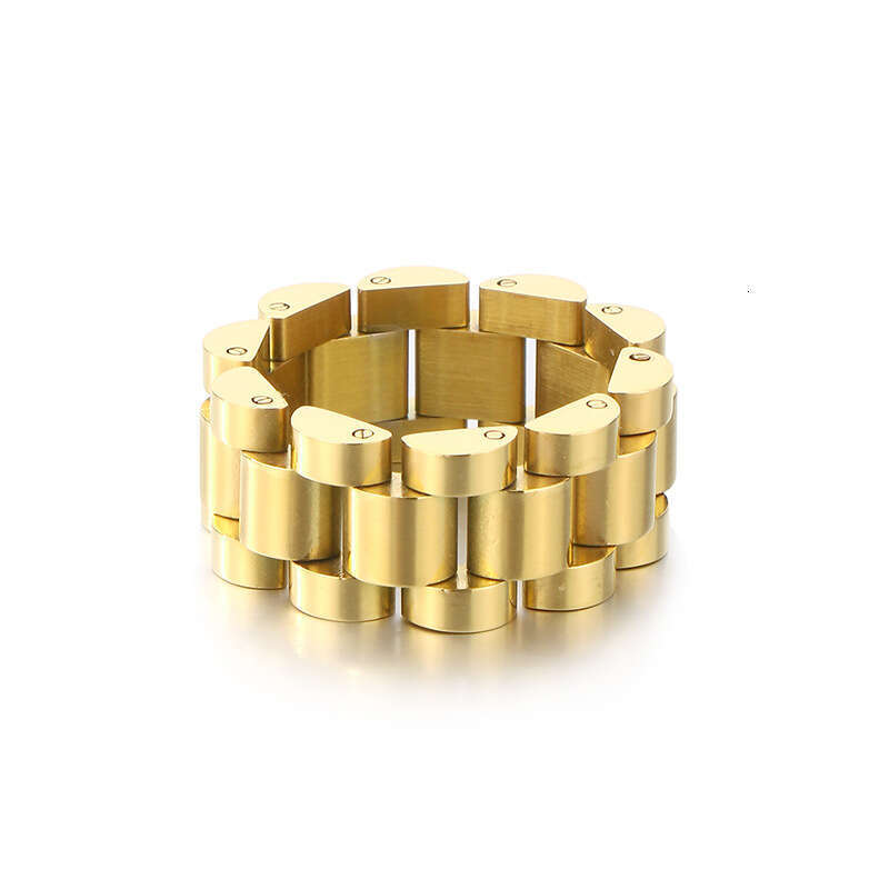 Fashion gold rings men's ring designer watch chain ring hip-hop jewelry stainless steel ring