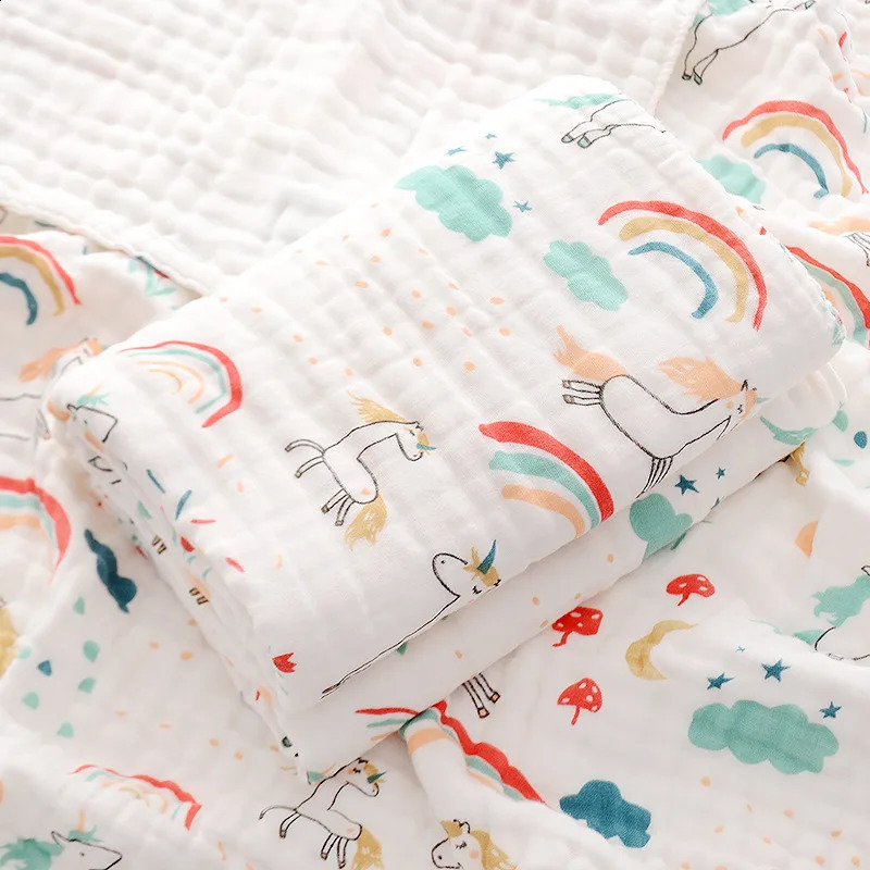 110x110CM Baby Bath Towels Blanket Throw for born 6 Layers Cotton Gauze Infant Swaddle Kids Bathing Towel 250117
