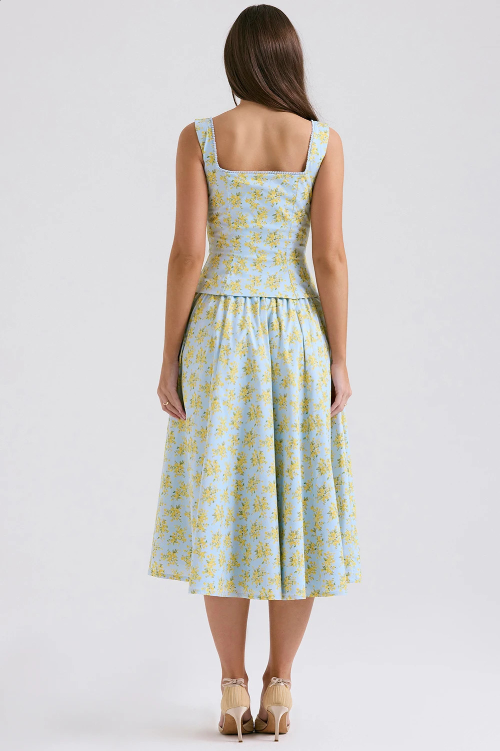 Minigmingxi Summer Floral Print 2 Piece Dress Set 2024 Casual Elegant and Beautiful Women Dresss Midi Party Holiday Dress Sets 250113