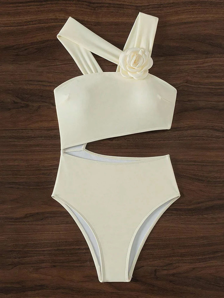Vigoashely Solid Oneshoulder Swimwear Women Sexy Push UP Hollow One Piece Swimsuit Monokini Summer Beach Lady Bathing Suit 250120