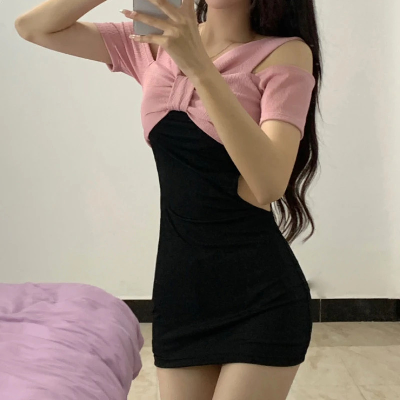 Sweet Sexy One-piece Swimsuit A- Line Mini Dress Women 2024 Bowknot Off Shoulder Slim High Waist Holiday Swimwears Beach Clothes 250121