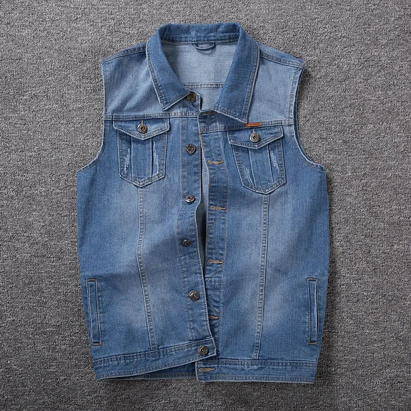 Plus Size 8XL 7XL 6XL Clothing Spring Denim Vests Mens Sleeveless Cowboy Jackets Male Vintage Casual Vest Jeans Man Waistcoat 250206