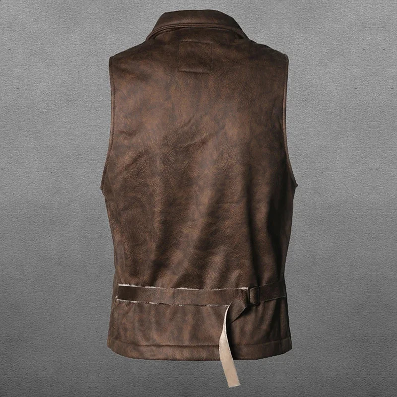 Retro Suede Vest Men Vintage Style Slim Fit Autumn Winter Mens Sleeveless Jacket V Neck Warm Waistcoat 250206
