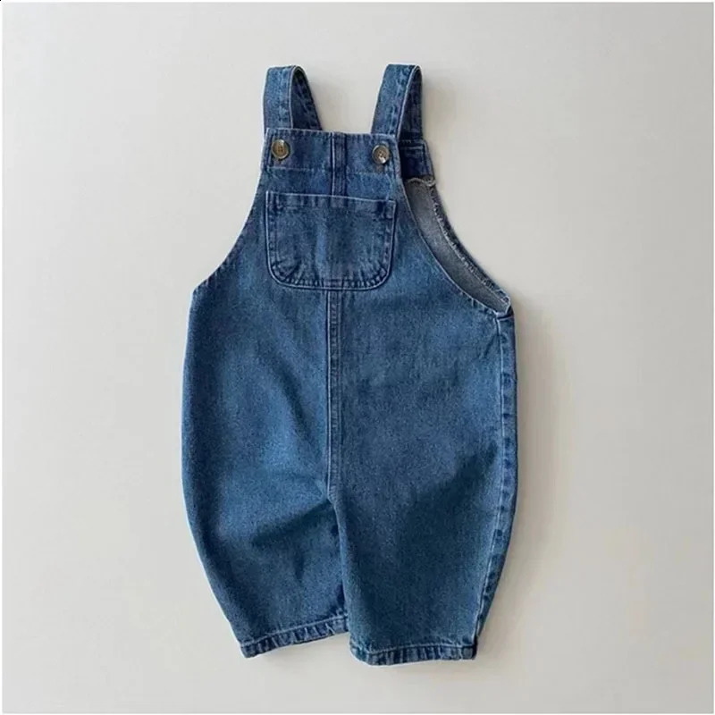 Autumn Baby Boy Solid Casual Overalls Girls Children Floral Suspenders Jumpsuit Kid Loose Cotton Denim Pants Infant Trouser 250206