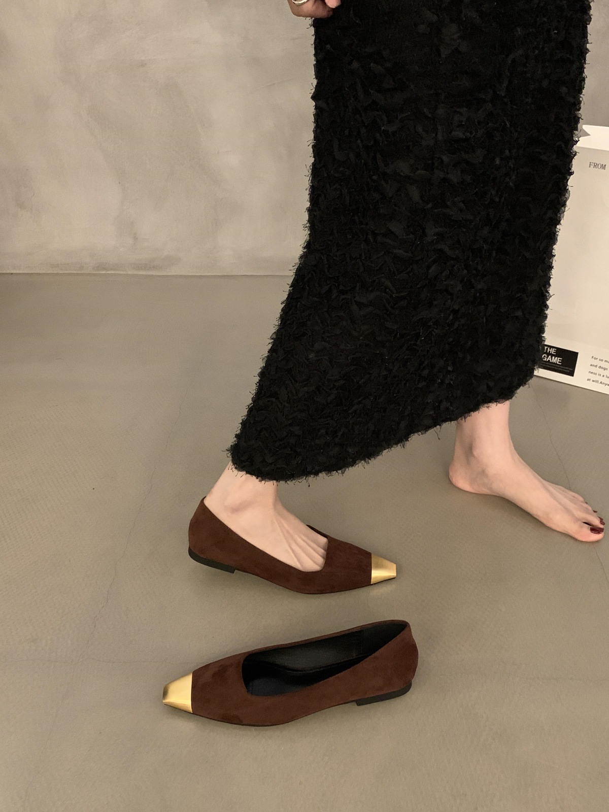 Temperament socialite single female 2025 new spring and summer pointy flat ballet shoes