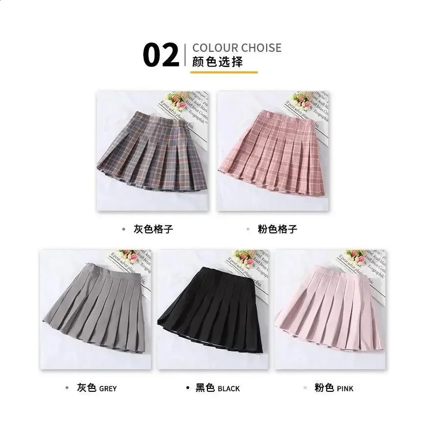 Girls Skirts Autumn Vintage Pleated Plaid Skirts School Teens Girl Spring Kids Skirt Children Clothing 3 4 6 8 10 12 13 14 Years 250206