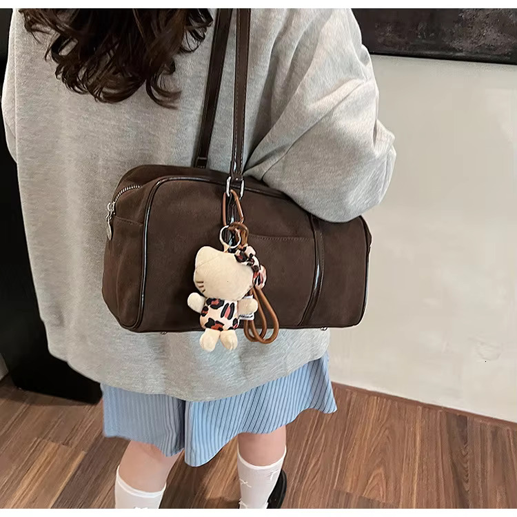 Casual Large Capaci Suede Women New Autumn Winter Retro Brown Commuter Shoulder Pillow Bag Purses And Handbags Suede Casual