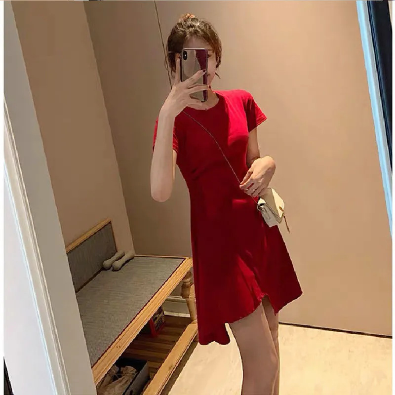 X3185 Popular Hepburn style little black dress, careful design, slimming, irregular, salty or sweet black dress for women