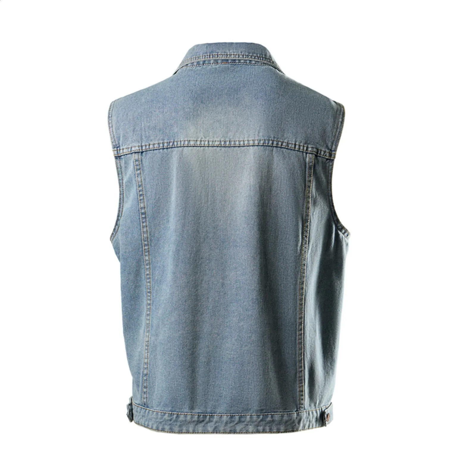 2025 Mens Denim Vest Coat Autumn Spring Casual Waistcoat Single Breasted Loose Button Pocket Jean Outerwear For Men 250206
