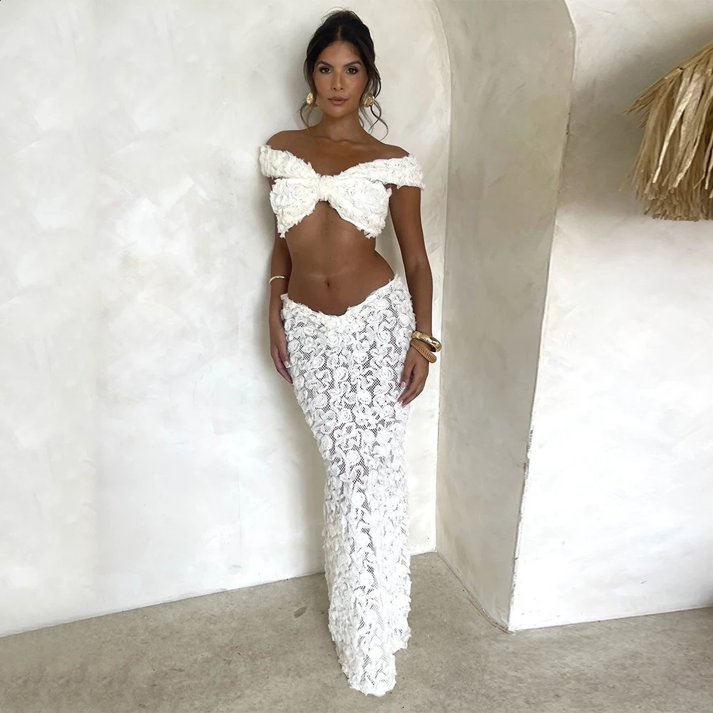 Sexy White Lace 3 pieces Bikinis Women Swimsuit 2024 Swimwear Bathing Suit Beachwear With Lace Skirt Bikini Set Biquini female 250109