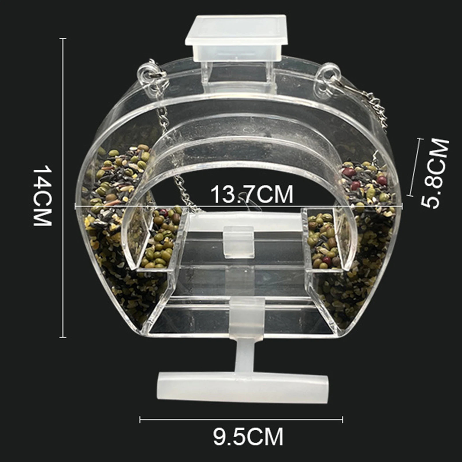 Acrylic Hanging Bird Feeder with Perch Clear with Hanging Chain Birdhouse Food Bowl Bird Feeding for Garden Outdoor Yard Balcony 250121