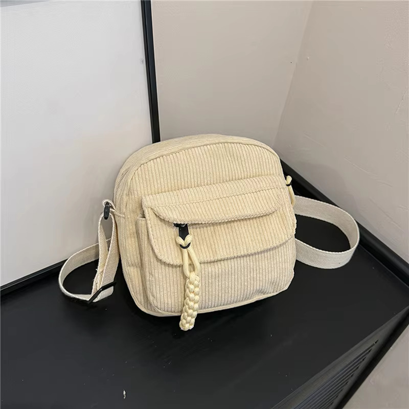 Corduroy Women's Small Shoulder Teenager Girl Crossbody Bag Bolsa Cute Tote Student Street Korean Haruku Messenger Bags Canvas Casual