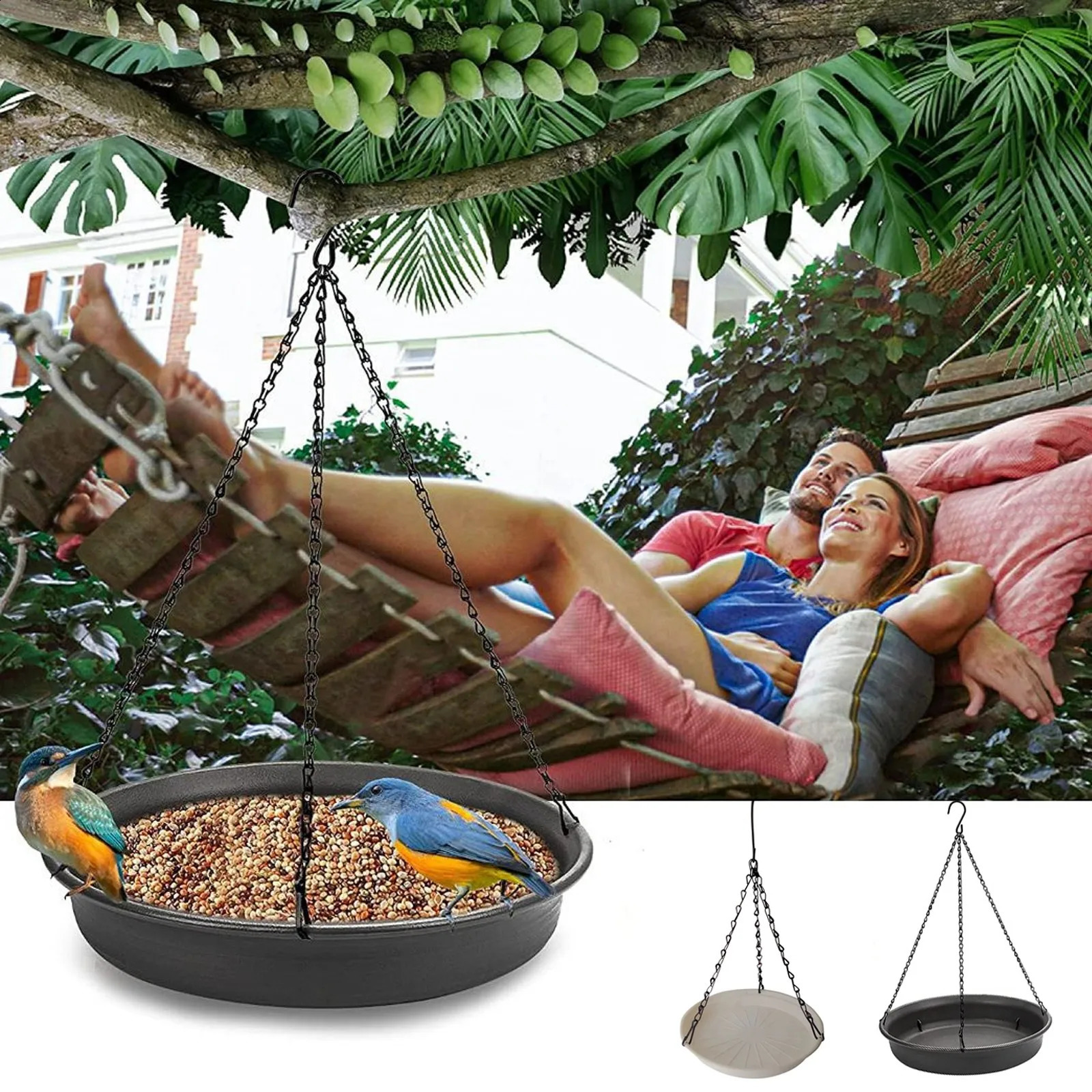 Bird Feeding Dish Tray Platform Feeder Bird Water Bowl Hanging Bird Bath for Outdoor Outside Patio Parrot Tree Decoration 250121