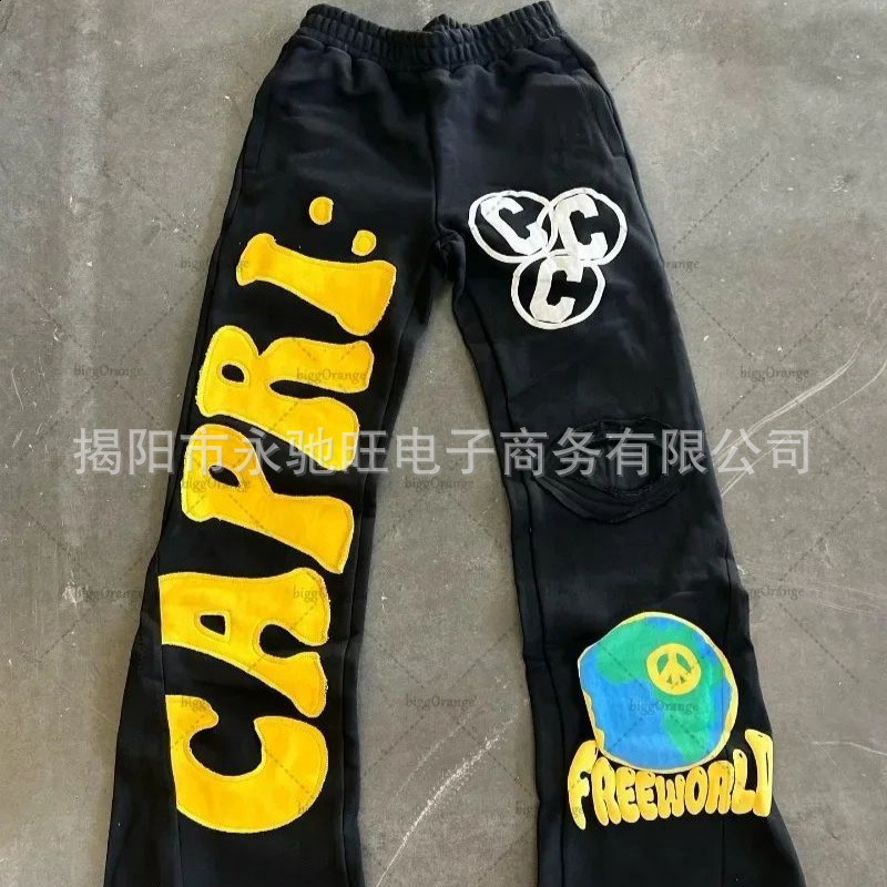 Y2K Black Pants Joggers Sweatpants Men Women Harajuku Gothic Double Waist Sweatpants Streetwear Graphics Embroidered Trousers 241214